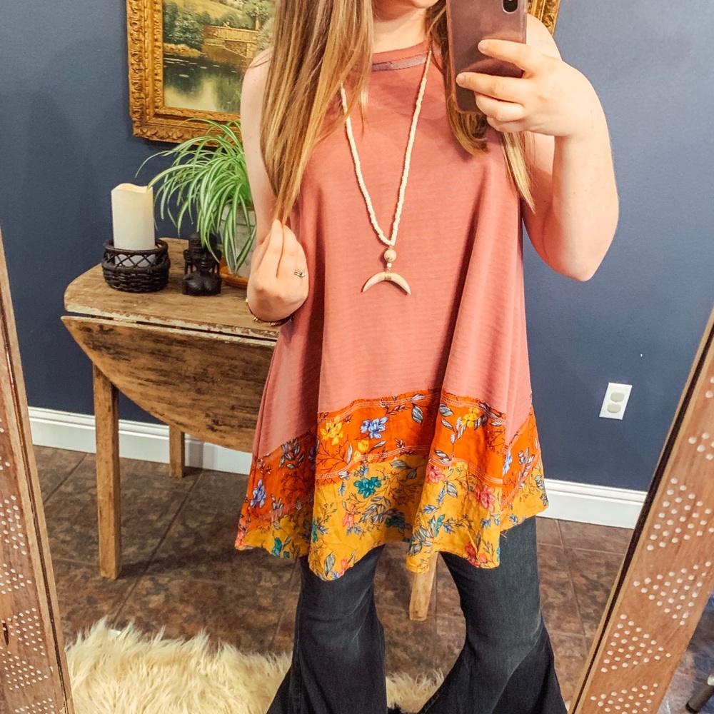 Striped and floral tank top